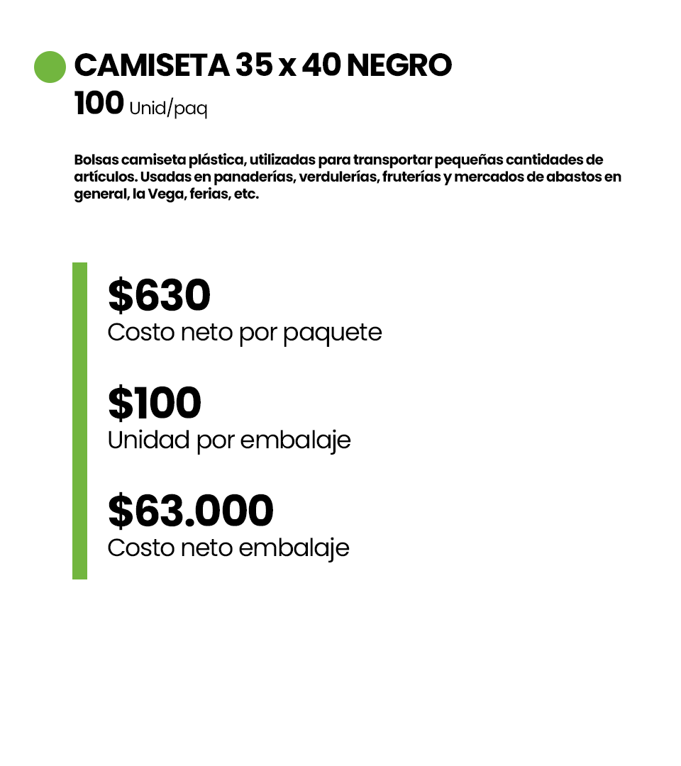 CAMISETA 35 x 40 NEGRO