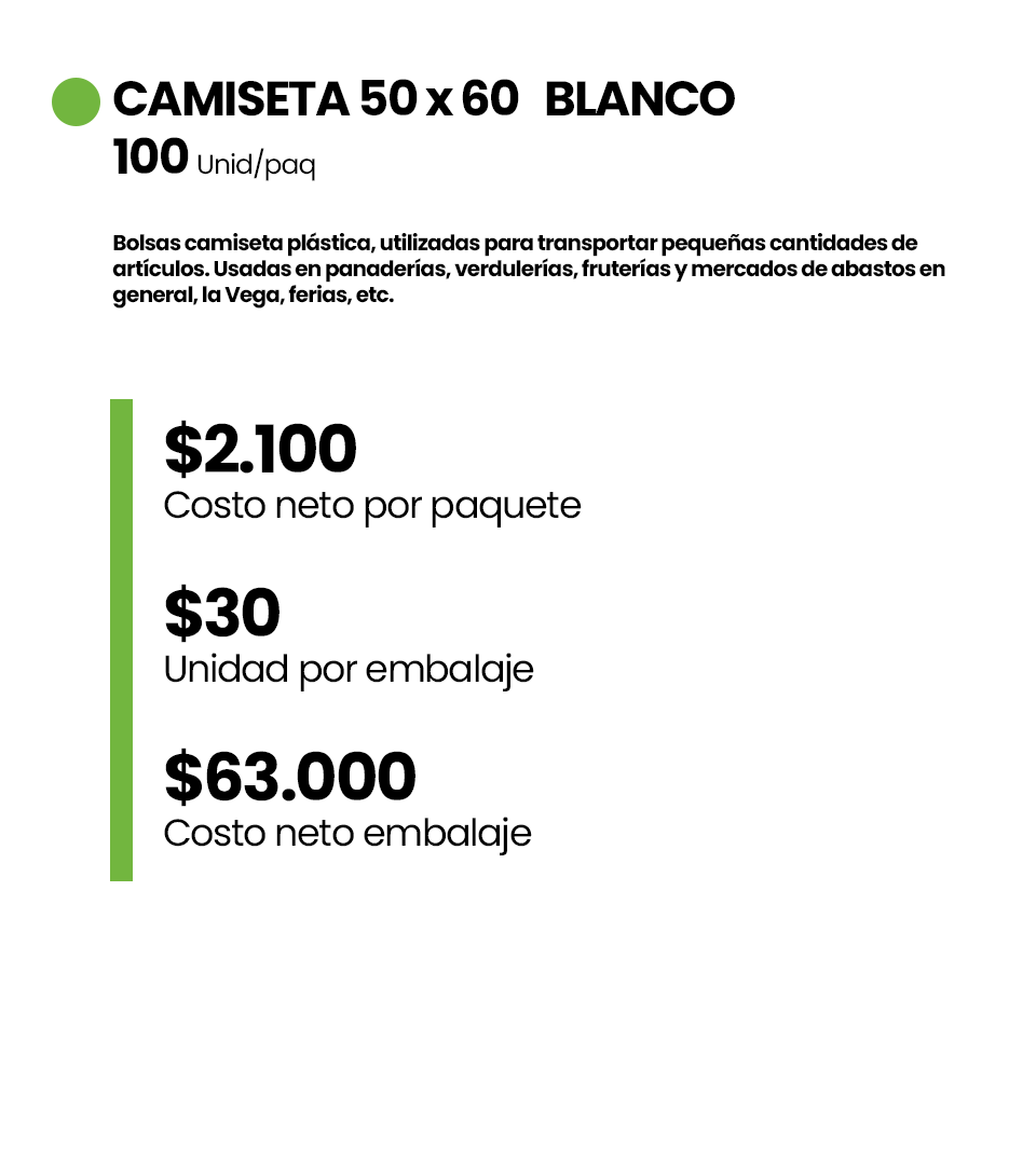 CAMISETA 50 x 60   BLANCO