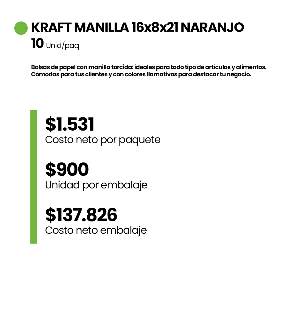 KRAFT MANILLA 16x8x21 NARANJO