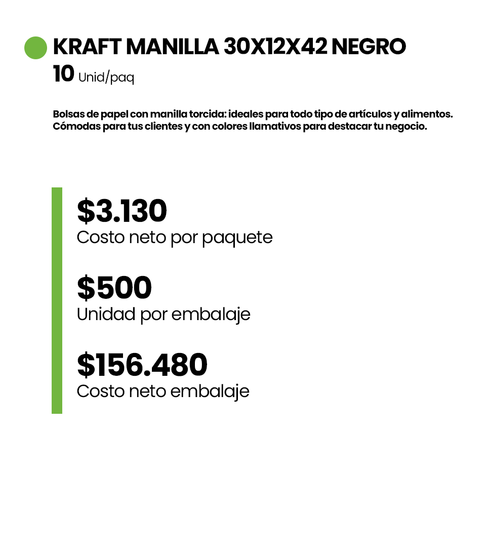 KRAFT MANILLA 30X12X42 NEGRO