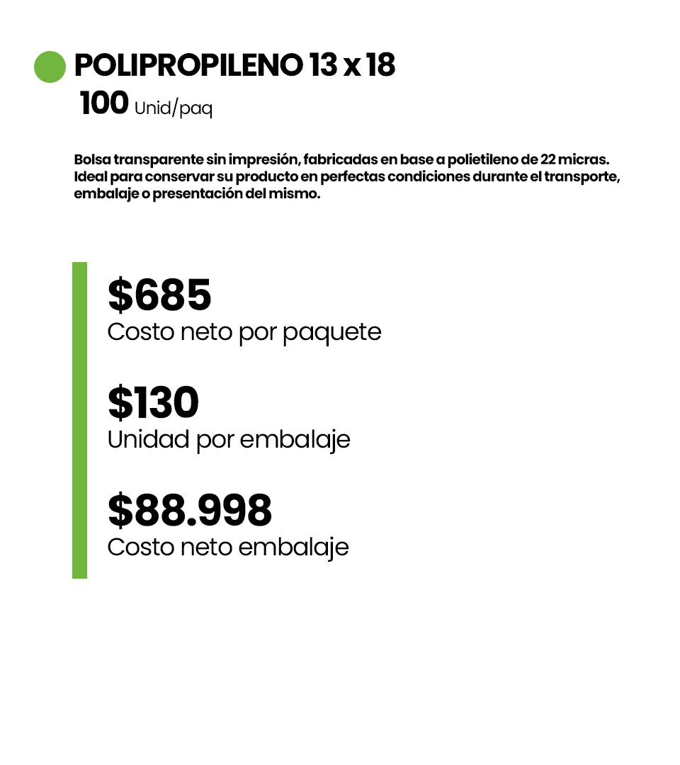 POLIPROPILENO 13 x 18