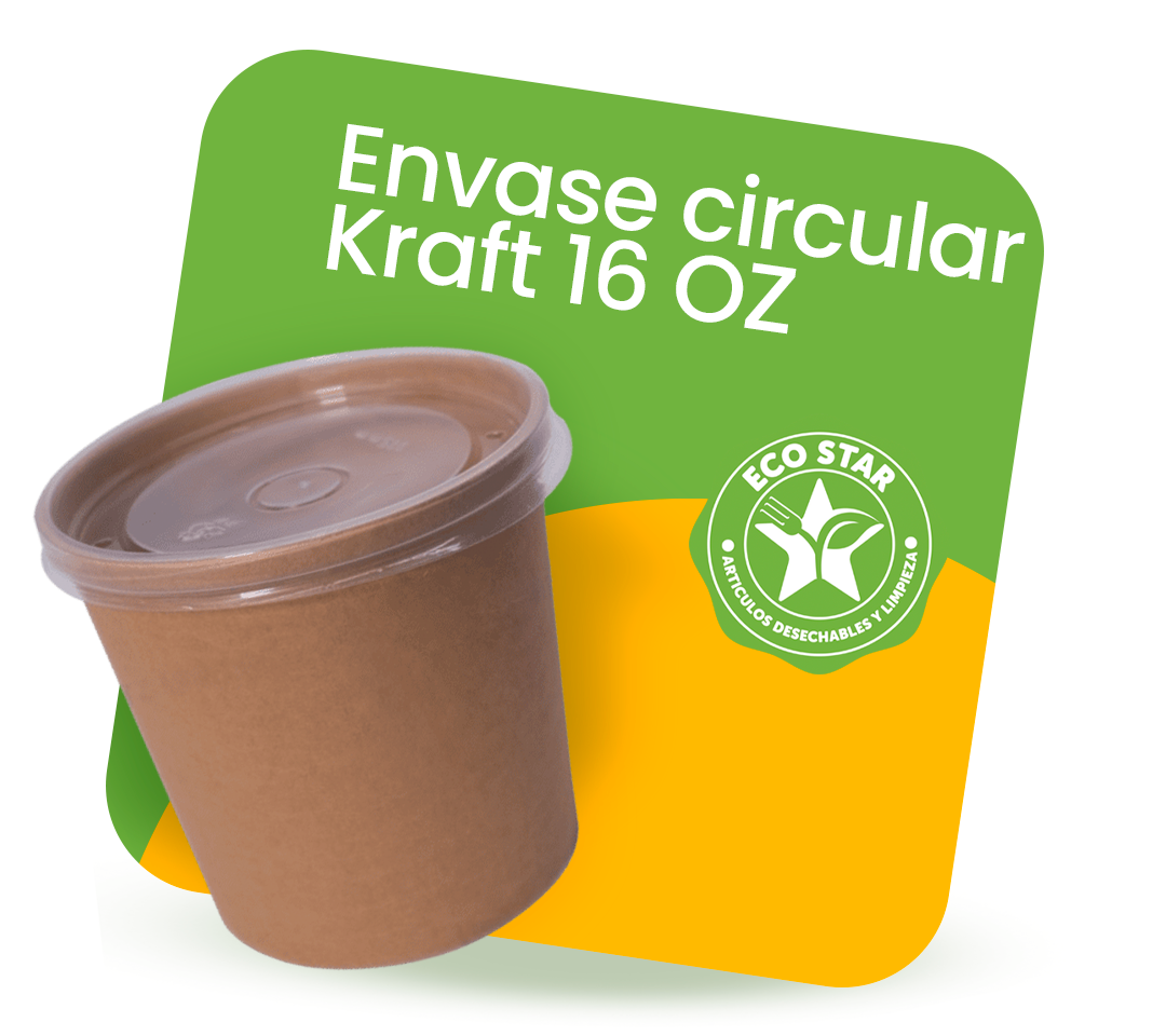 ENVASE CIRCULAR KRAFT 16 OZ PAM CON TAPA